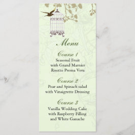 フローラグリーンバードケージ、ラブバードのメニューカード メニュー