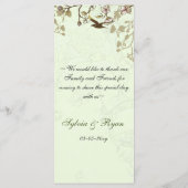 フローラグリーンバードケージ、ラブバードのメニューカード メニュー (裏面)