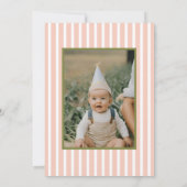 フローラグリーンピンクグルーヴィワンベビー第1誕生日 招待状 (裏面)