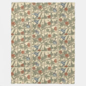 フローラグリーンピンクヴィンテージウィリアムモリストレリス フリースブランケット (正面)