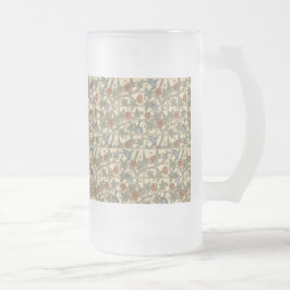 フローラグリーンピンクヴィンテージウィリアムモリストレリス フロストグラスビールジョッキ