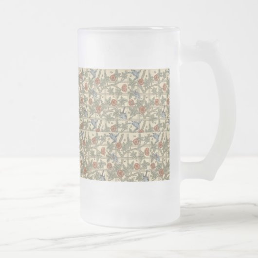 フローラグリーンピンクヴィンテージウィリアムモリストレリス フロストグラスビールジョッキ (右)