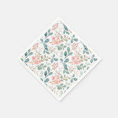 フローラグリーンピーチフラワーズ誕生日シャワ結婚ーズ スタンダードカクテルナプキン (角)