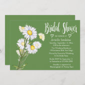 フローラグリーンブライダルシャワーホワイトデイジーフラワーズ 招待状 (正面/裏面)