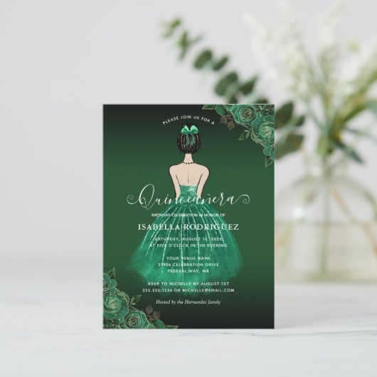 フローラグリーンプリンセス金ゴールド誕生日キンセアニラ ポストカード (スタンド正面)