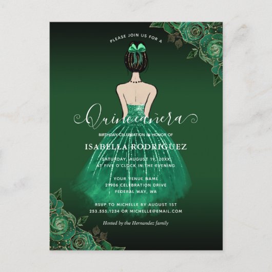 フローラグリーンプリンセス金ゴールド誕生日キンセアニラ ポストカード (正面)