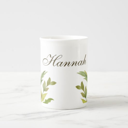 フローラグリーンプロフェッショナルトレンディーミニマル ボーンチャイナマグカップ (正面)