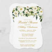 フローラグリーンホワイト金ゴールドブライダルシャワー招待状B 招待状 (正面/裏面)