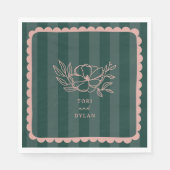フローラグリーンボストライプタン結婚ズ スタンダードランチョンナプキン (正面)