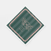 フローラグリーンボストライプタン結婚ズ スタンダードランチョンナプキン (角)