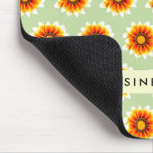 フローラグリーンマスタードイエロースモールレトロ花 マウスパッド (コーナー)