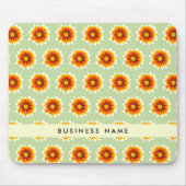 フローラグリーンマスタードイエロースモールレトロ花 マウスパッド (正面)