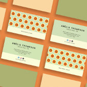 フローラグリーンマスタードイエロースモールレトロ花 名刺