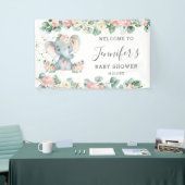 フローラグリーンリーエレファントベビーシャワーガールウェルカム 横断幕 (トレードショー)