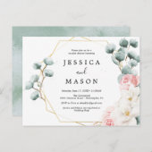 フローラグリーンリーカップルズシャワー招待状 ポストカード (正面/裏面)