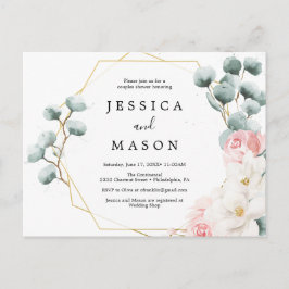 フローラグリーンリーカップルズシャワー招待状 ポストカード