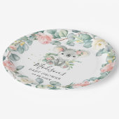 フローラグリーンリーコアラベビーガールシャワー誕生日 ペーパープレート (アングル)