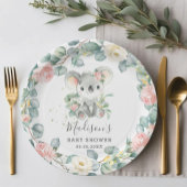 フローラグリーンリーコアラベビーガールシャワー誕生日 ペーパープレート