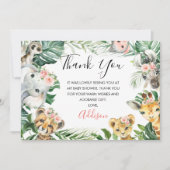 フローラグリーンリーサファリベイビーシャワーサンキューカード 招待状 (正面)
