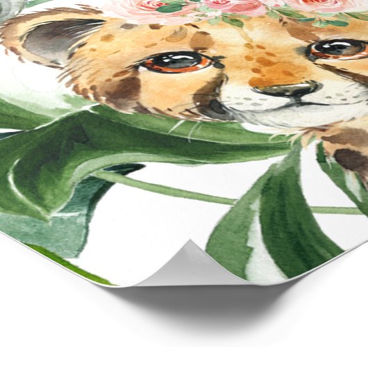 フローラグリーンリーサファリベイビーシャワー歓迎サイン ポスター (角)