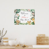 フローラグリーンリーサファリベイビーシャワー歓迎サイン ポスター (キッチン)