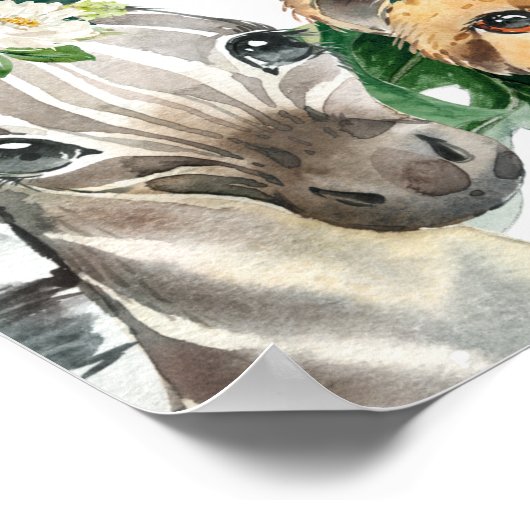 フローラグリーンリーサファリベイビーシャワー歓迎サイン ポスター (角)