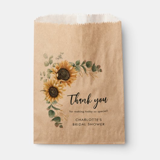 フローラグリーンリーサンフラワースクリプトブライダルシャワー フェイバーバッグ (正面)