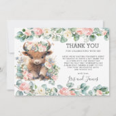 フローラグリーンリースイートハイランドカウベビーシャワー サンキューカード (正面)
