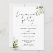 フローラグリーンリースクリプトフォト婚約パーティ 招待状 (正面)