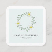 フローラグリーンリースブルースクエアビジネスカード スクエア名刺 (正面)
