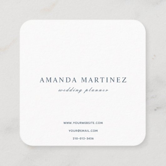 フローラグリーンリースブルースクエアビジネスカード スクエア名刺 (裏面)