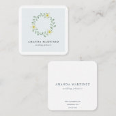 フローラグリーンリースブルースクエアビジネスカード スクエア名刺 (正面/裏面)