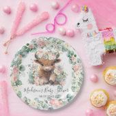 フローラグリーンリーハイランドカウベビーシャワー誕生日 ペーパープレート (パーティー)