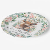フローラグリーンリーハイランドカウベビーシャワー誕生日 ペーパープレート (アングル)