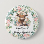 フローラグリーンリーハイランドカウベビーシャワー誕生日 缶バッジ (正面)