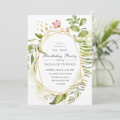 フローラグリーンリーフ誕生日パーティーへの招待 招待状 (スタンド正面)