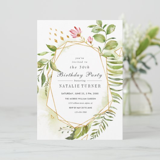 フローラグリーンリーフ誕生日パーティーへの招待 招待状 (スタンド正面)