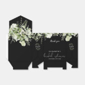 フローラグリーンリーブラックアンドホワイトブライダルシャワー フェイバーボックス (折り畳みなし)