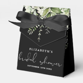フローラグリーンリーブラックアンドホワイトブライダルシャワー フェイバーボックス