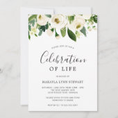 フローラグリーンリーホワイトローズお祝いオブライフ 招待状 (正面)