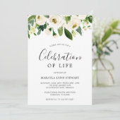 フローラグリーンリーホワイトローズお祝いオブライフ 招待状 (スタンド正面)