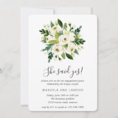 フローラグリーンリーホワイトローズ婚約パーティ 招待状 (正面)
