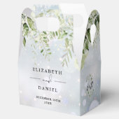 フローラグリーンリーモノグラム冬の結婚式 フェイバーボックス (オープン)