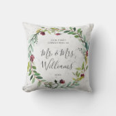 フローラグリーンリーリースマーブルトゥール初めてのクリスマス クッション (正面)