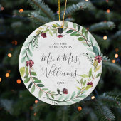 フローラグリーンリーリースマーブルトゥール初めてのクリスマス セラミックオーナメント