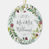 フローラグリーンリーリースマーブルトゥール初めてのクリスマス セラミックオーナメント (左)