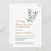 フローラグリーンリー金ゴールド結婚50周年 招待状 (正面/裏面)