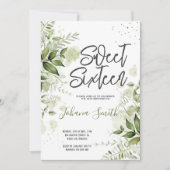 フローラグリーンリーSweet sixteen誕生日招待状 招待状 (正面)