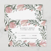 フローラグリーンヴィンテージ素朴ウェディングRSVPカード 出欠カード (正面/裏面)