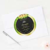 フローラグリーン大理石ブラック金ゴールド製品ラベルロゴ ラウンドシール (封筒)